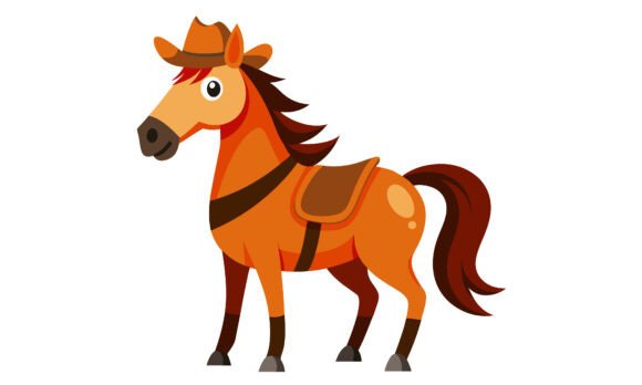 Cartoon Horse with Cowboy Hat Vector Review for Real Projects