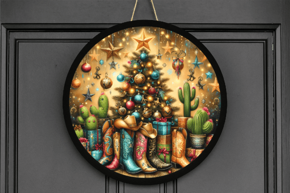 Cowboy Christmas Tree Cactus Door Sign Review for Embroidery Projects