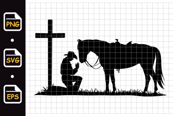 Cowboy Praying with Horse and Cross Review