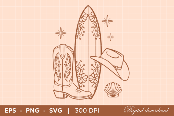 Western Beach Line Art with Surfboard Review