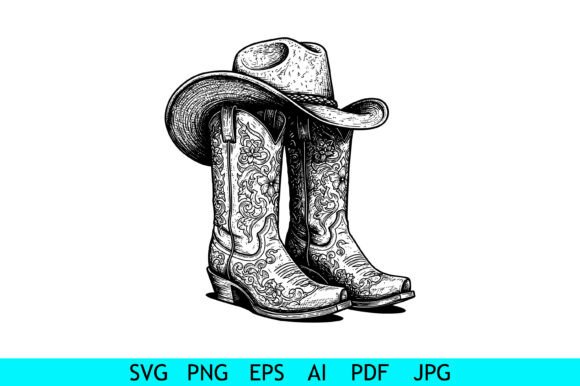 Western Boots and Cowboy Hat: A Timeless Embroidery Design for Real Projects